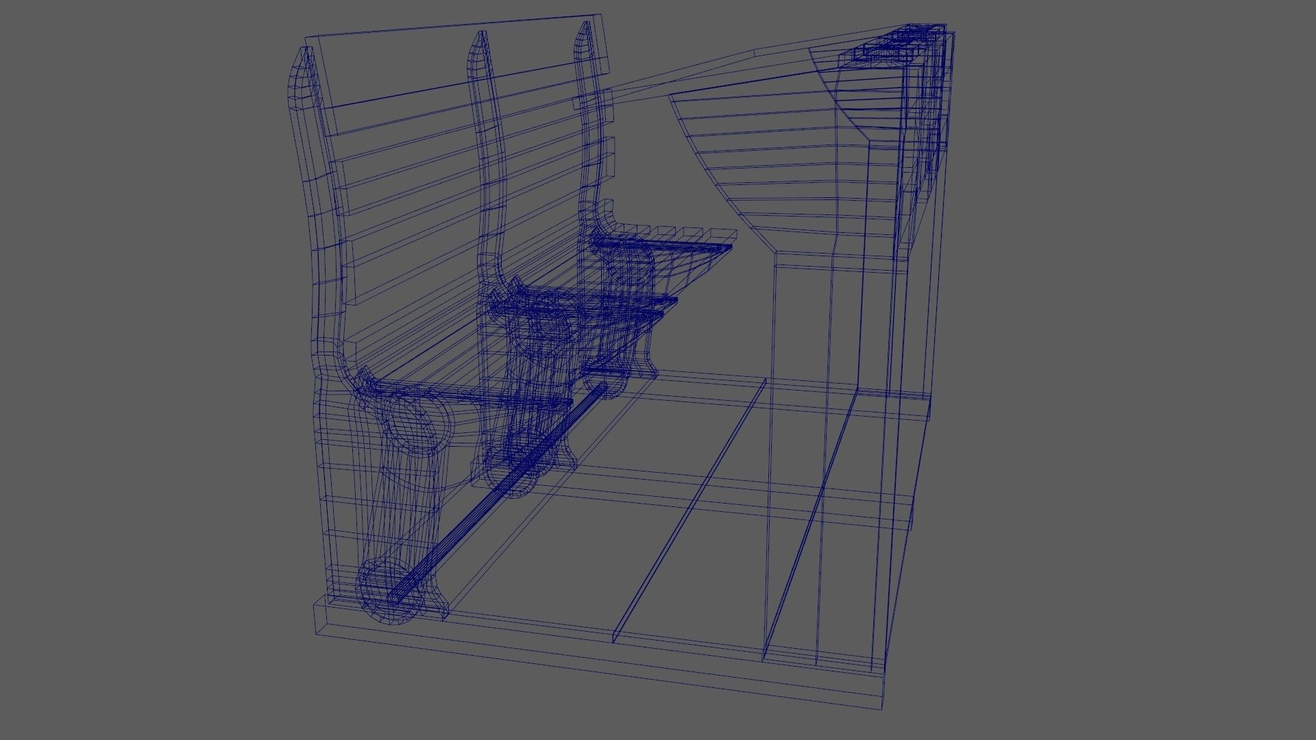 Early 20th Century Bench 1920s Low-poly 3D model_21