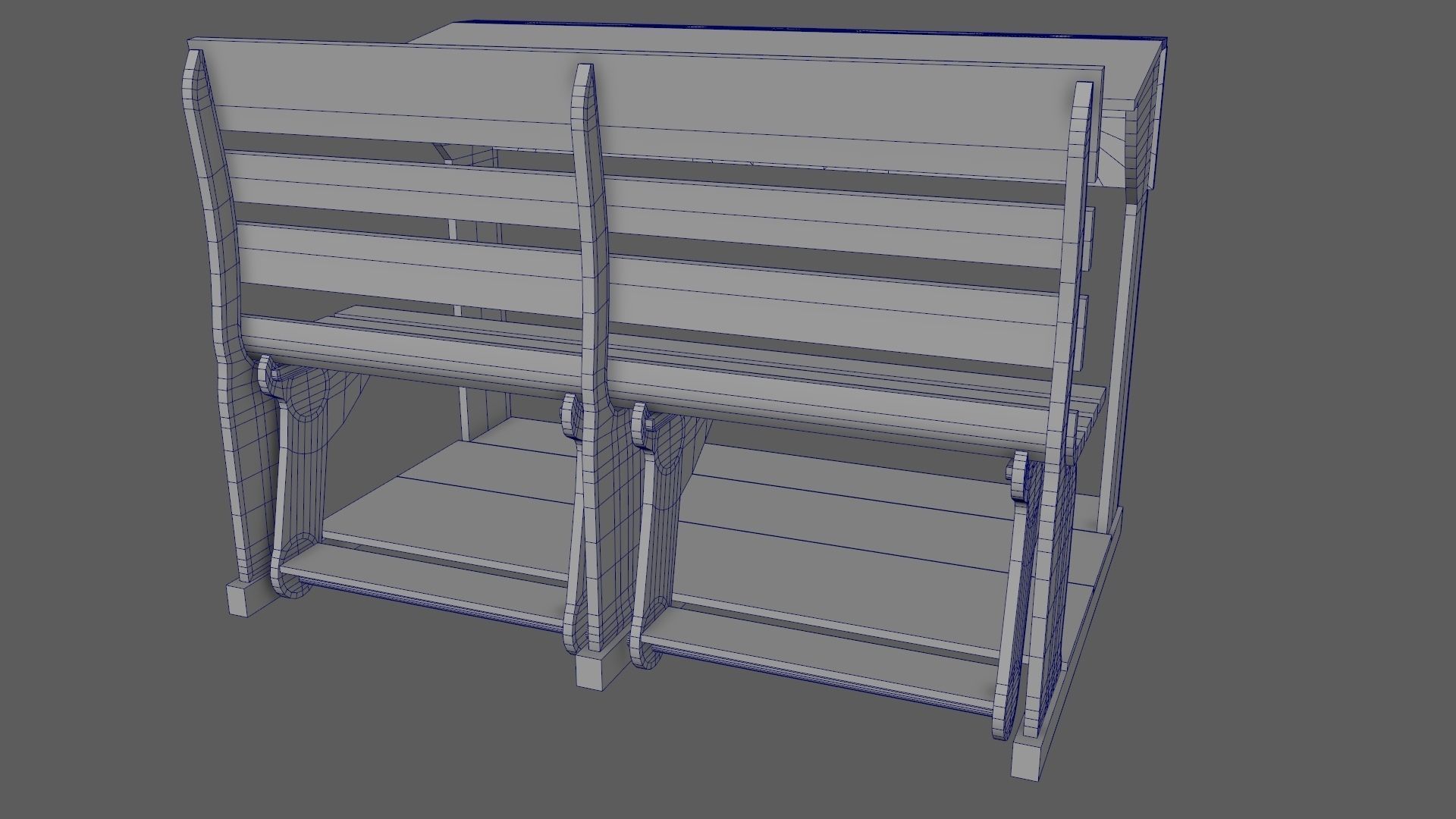 Early 20th Century Bench 1920s Low-poly 3D model_26