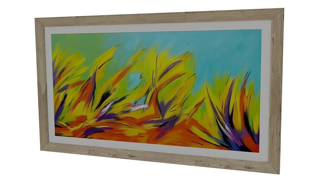 Painting 6 abstract in wooden frame 3D model_6