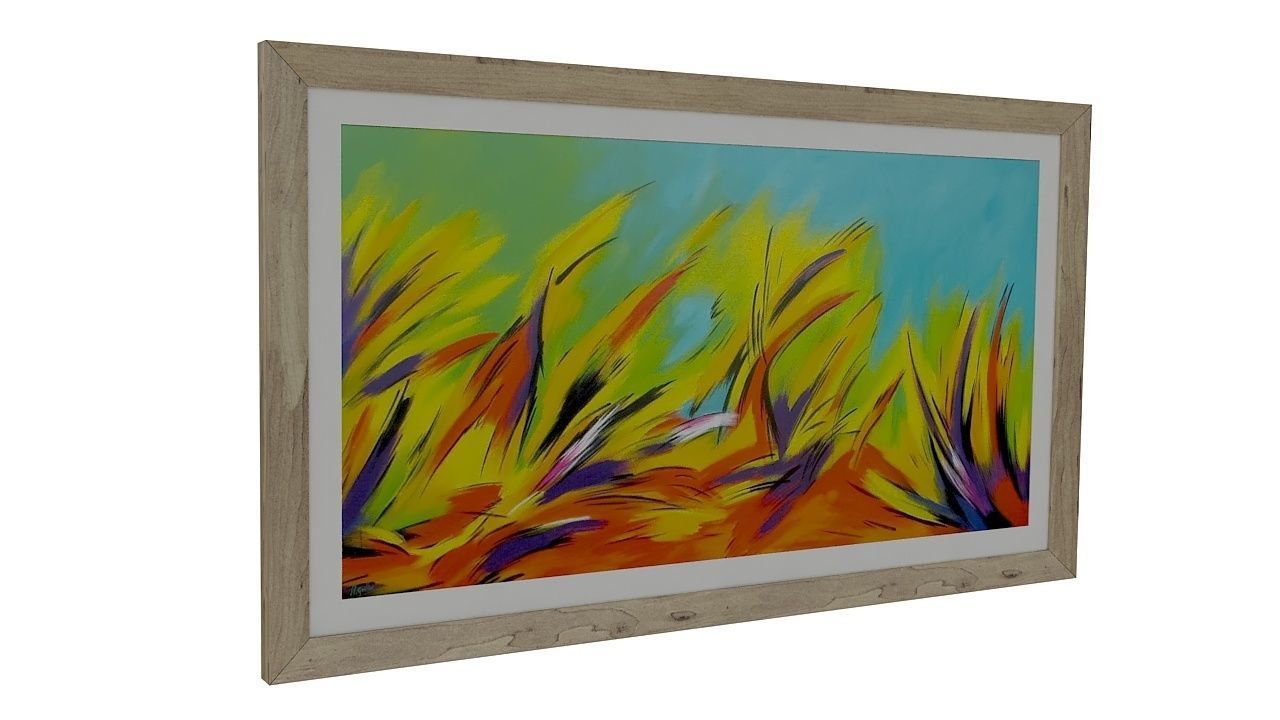 Painting 6 abstract in wooden frame 3D model_5