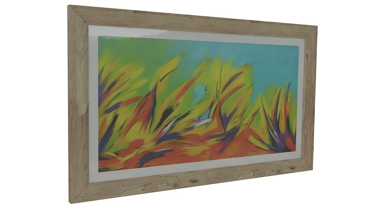 Painting 6 abstract in wooden frame 3D model_4