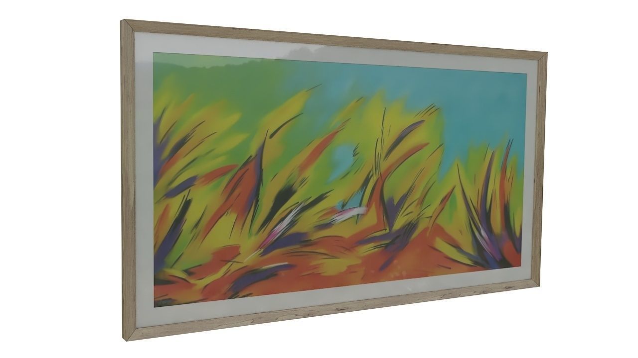 Painting 6 abstract in wooden frame 3D model_3