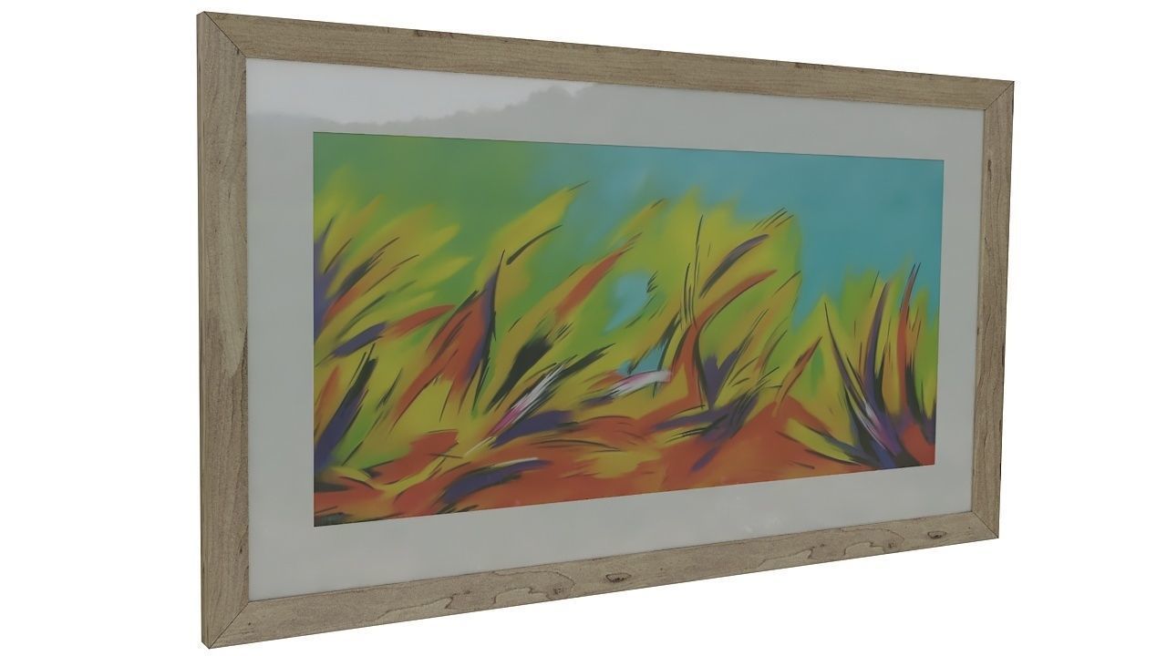Painting 6 abstract in wooden frame 3D model_2