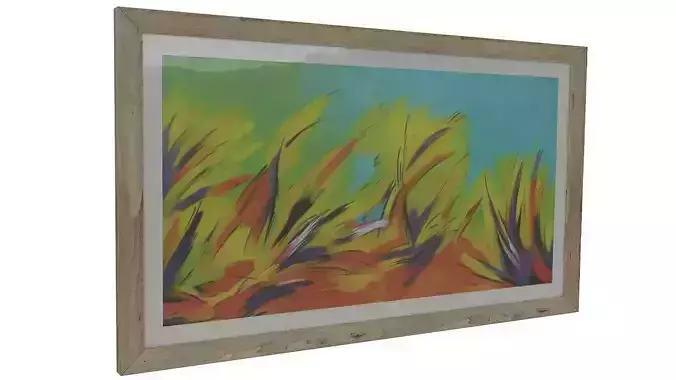 Painting 6 abstract in wooden frame 3D model