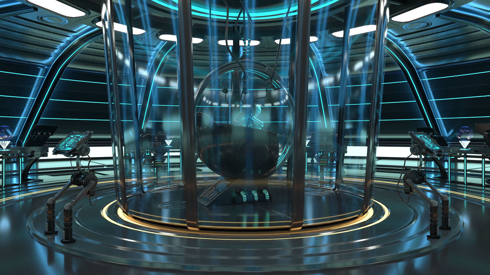 Sci Fi Interior Station 3D model_9