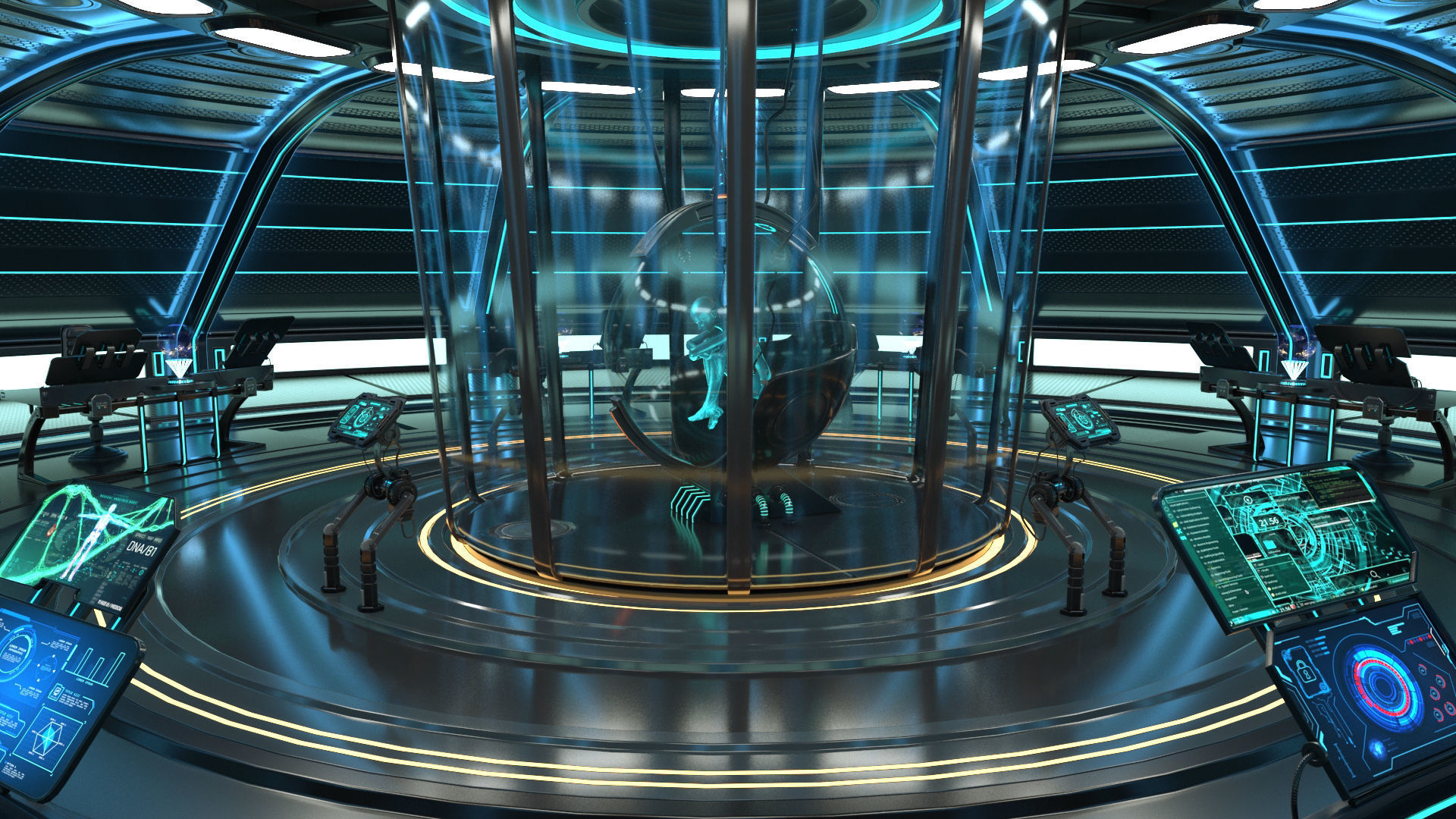 Sci Fi Interior Station 3D model_6