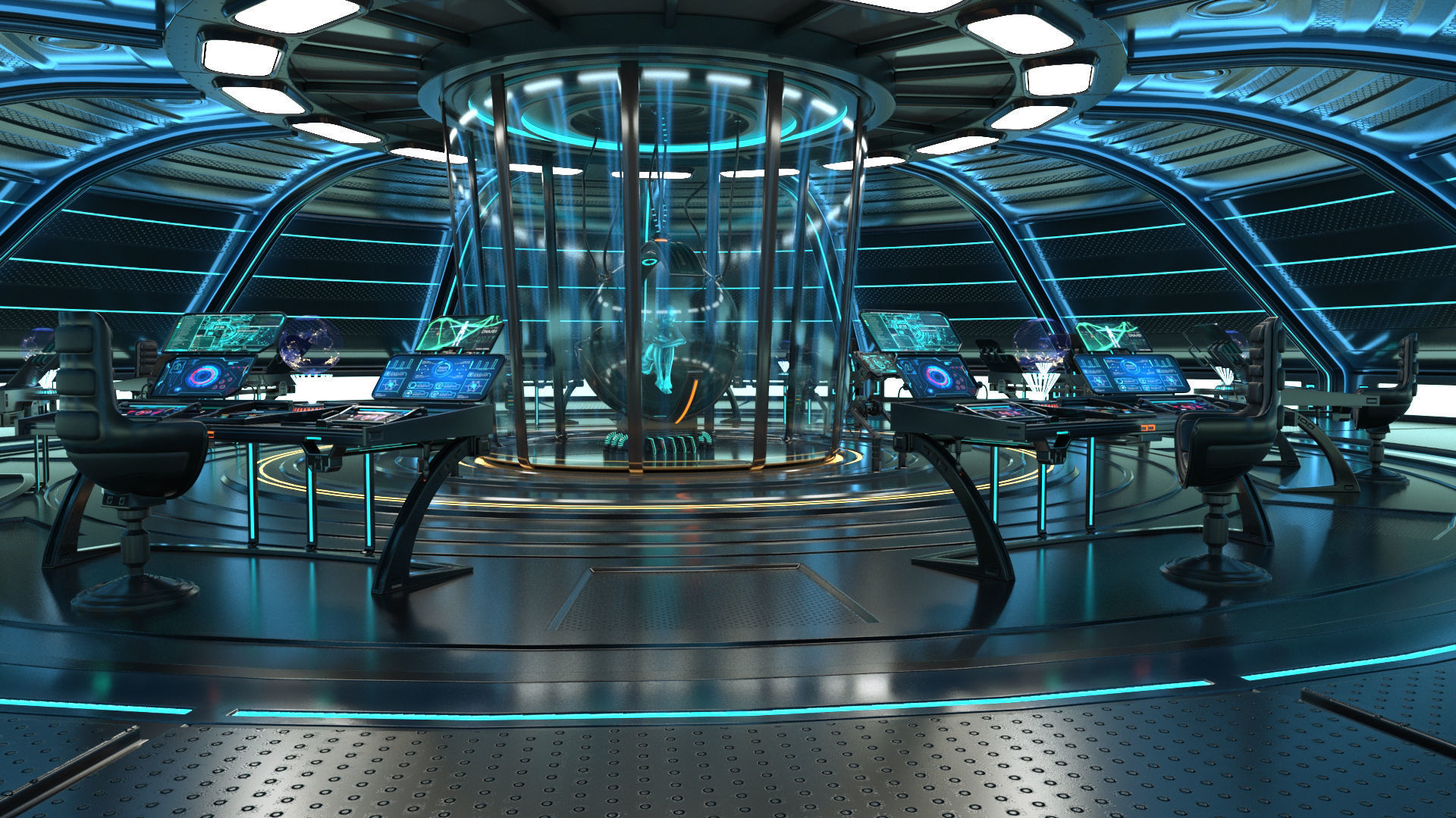 Sci Fi Interior Station 3D model_8