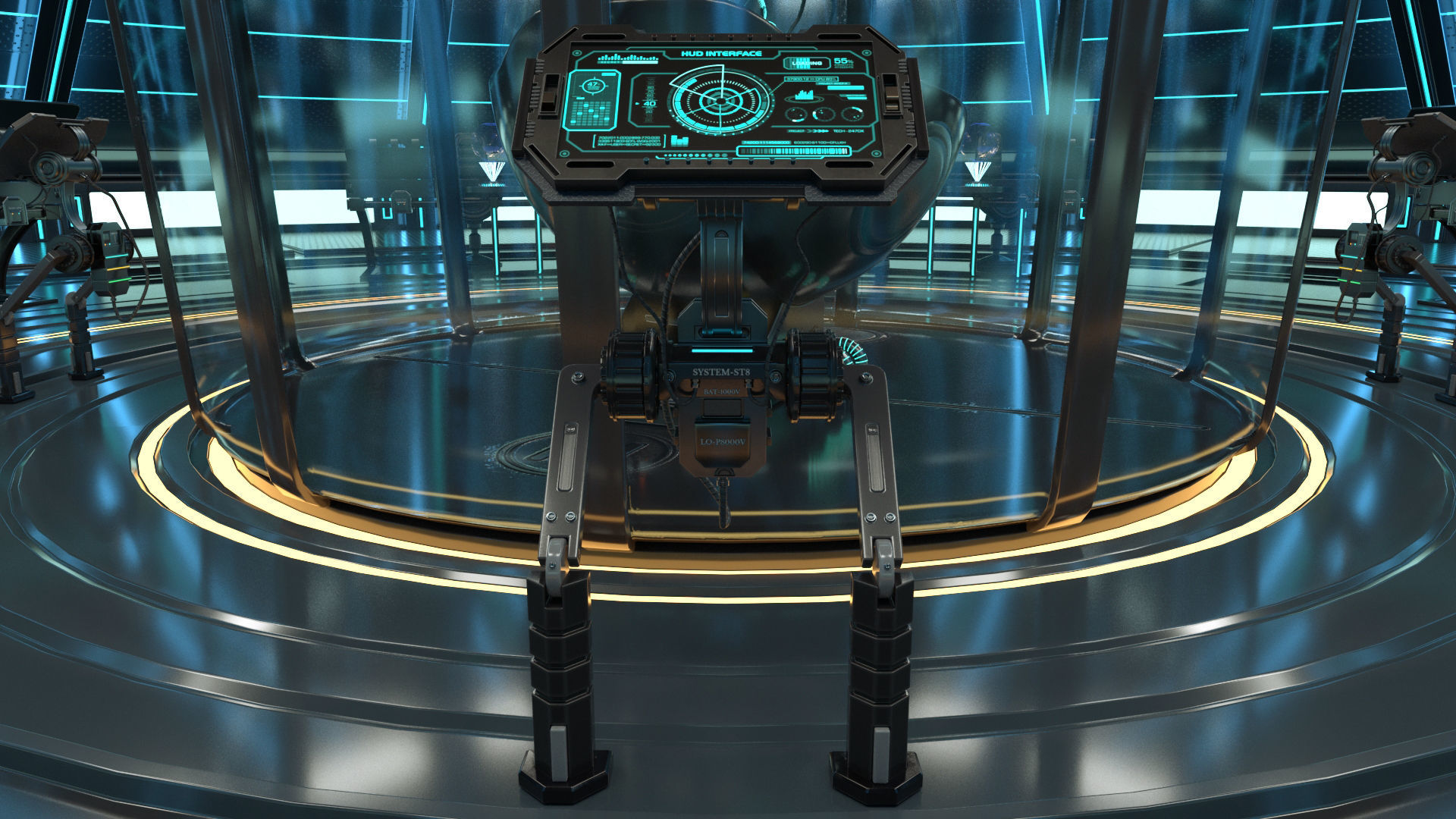 Sci Fi Interior Station 3D model_7