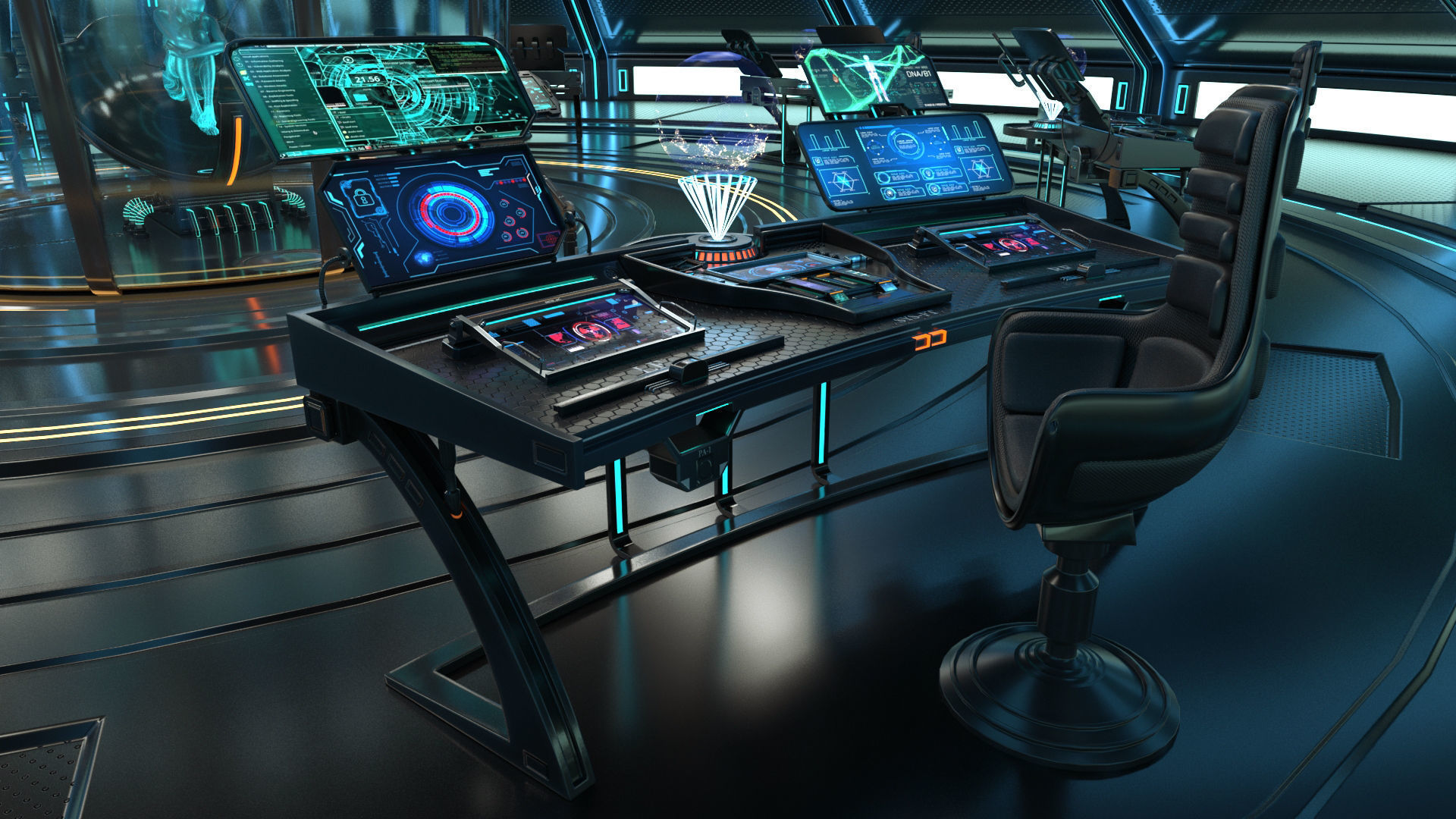 Sci Fi Interior Station 3D model_3