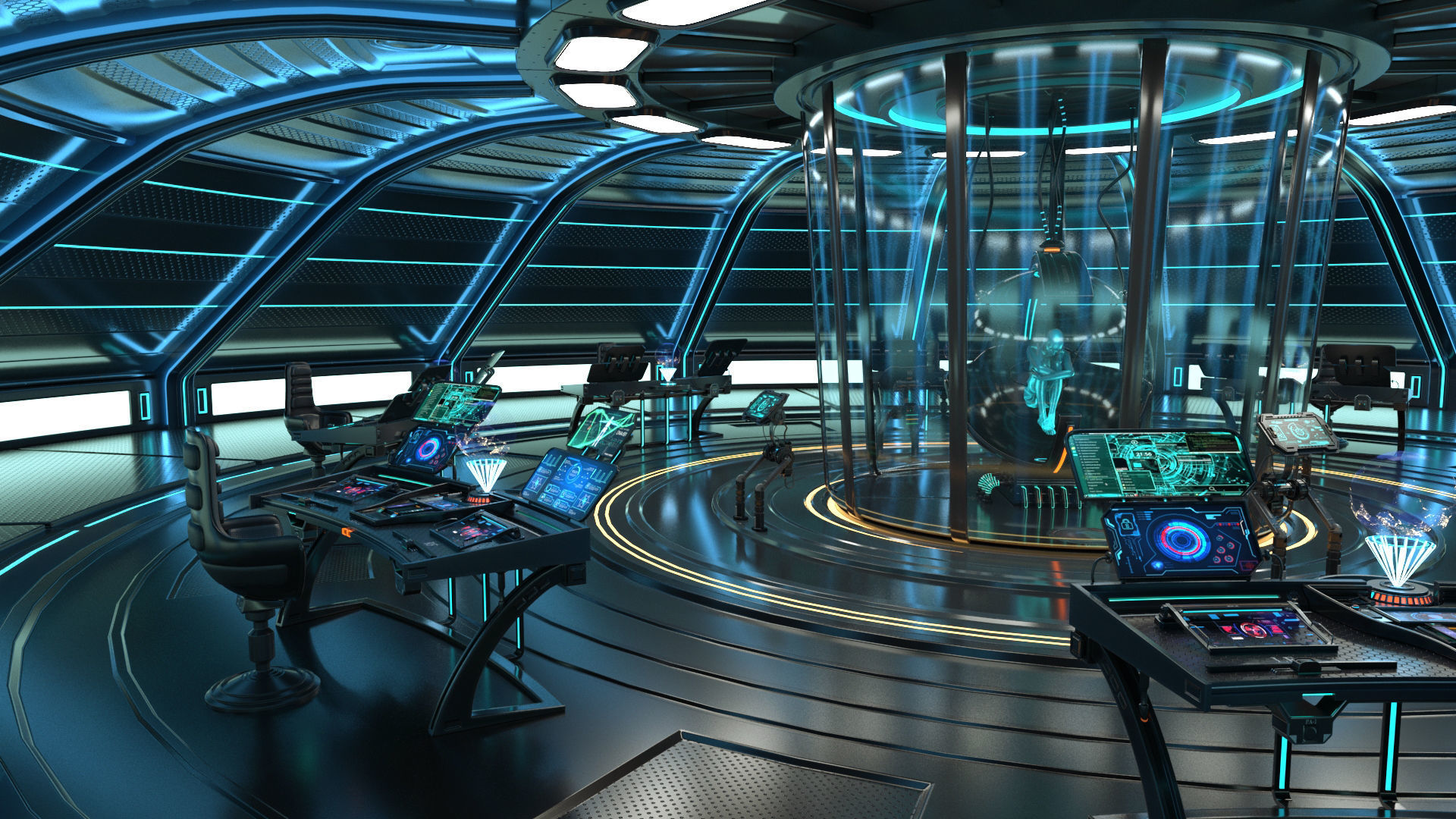 Sci Fi Interior Station 3D model_10
