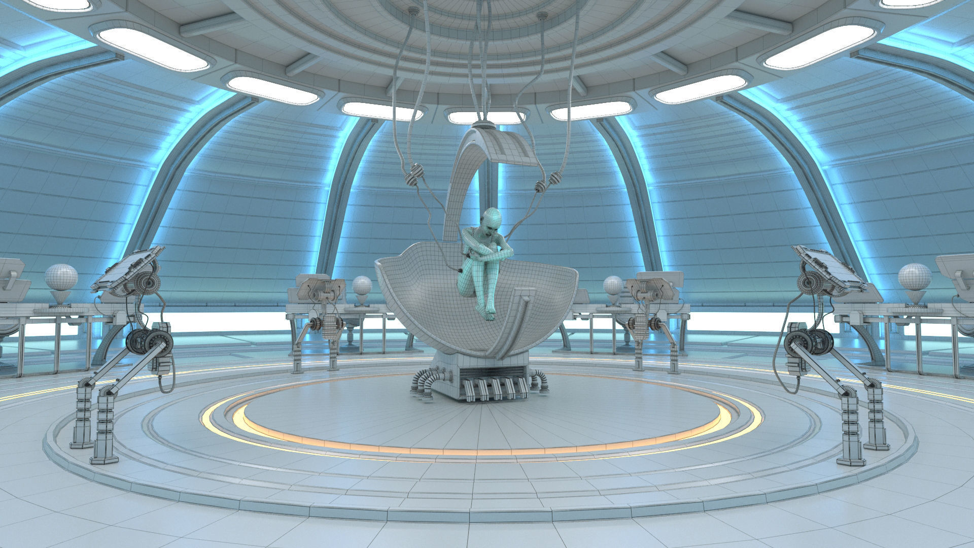 Sci Fi Interior Station 3D model_19