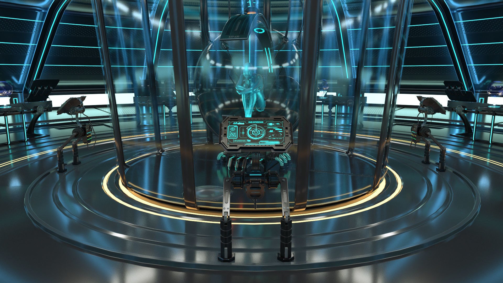 Sci Fi Interior Station 3D model_4