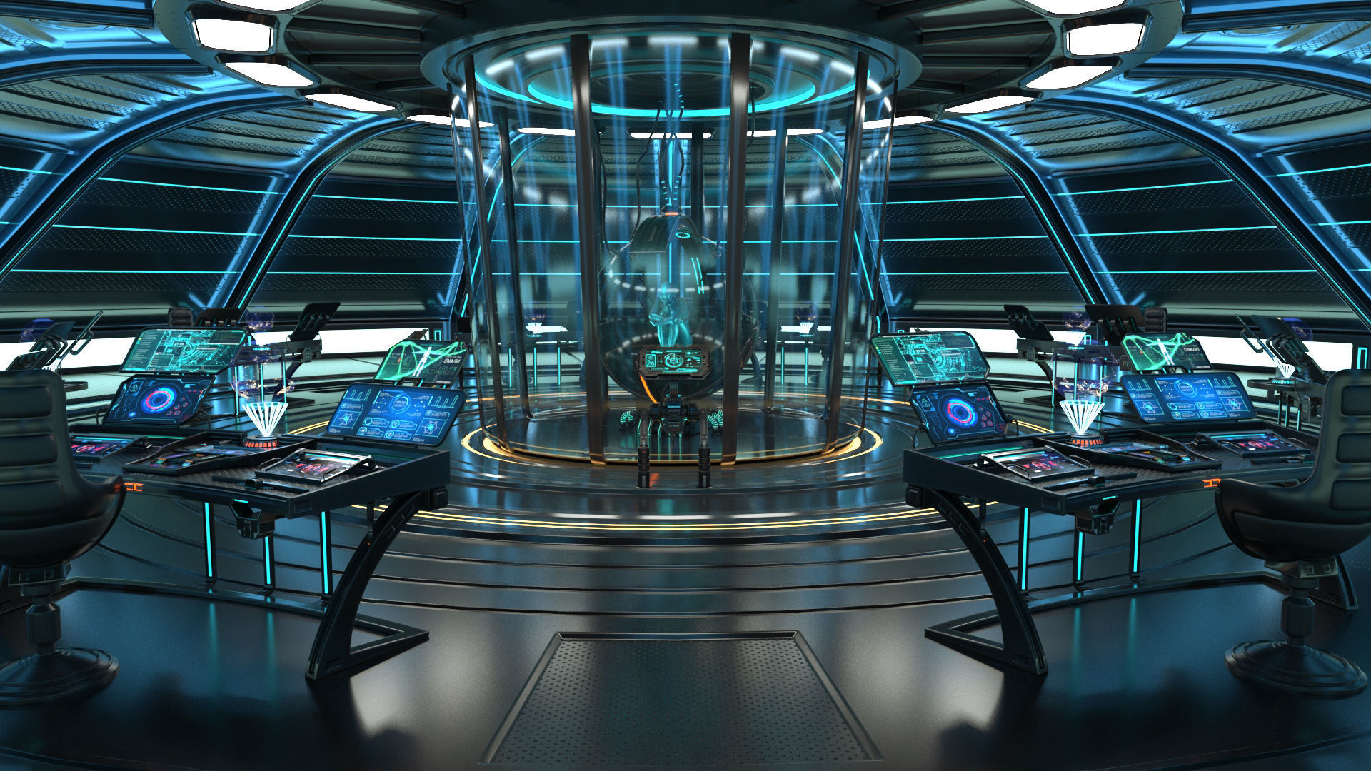 Sci Fi Interior Station 3D model_2