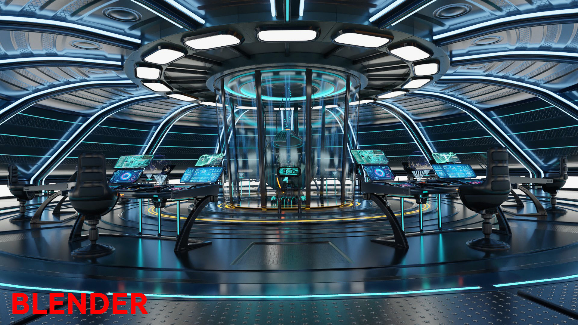 Sci Fi Interior Station 3D model_21