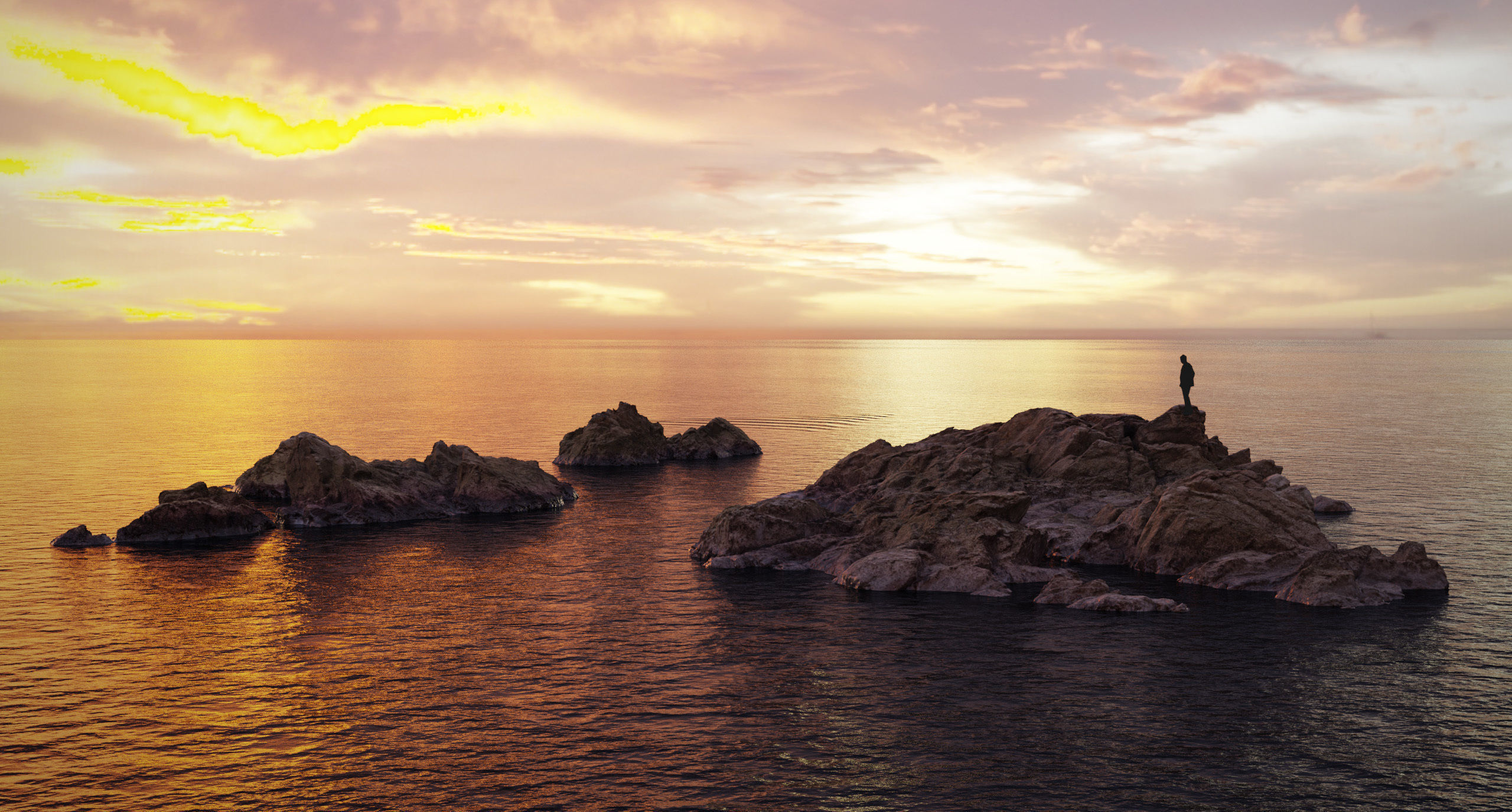 Sea Shore Rocks Low-poly 3D model_2