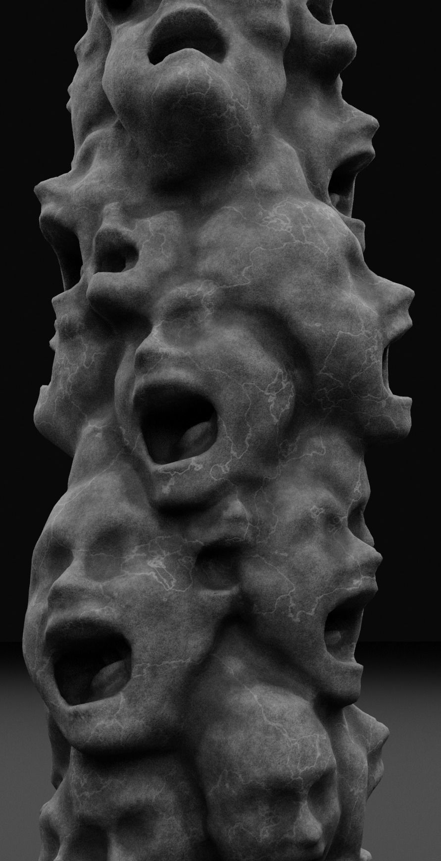 Totem Abstract Sculpture Low-poly 3D model_13