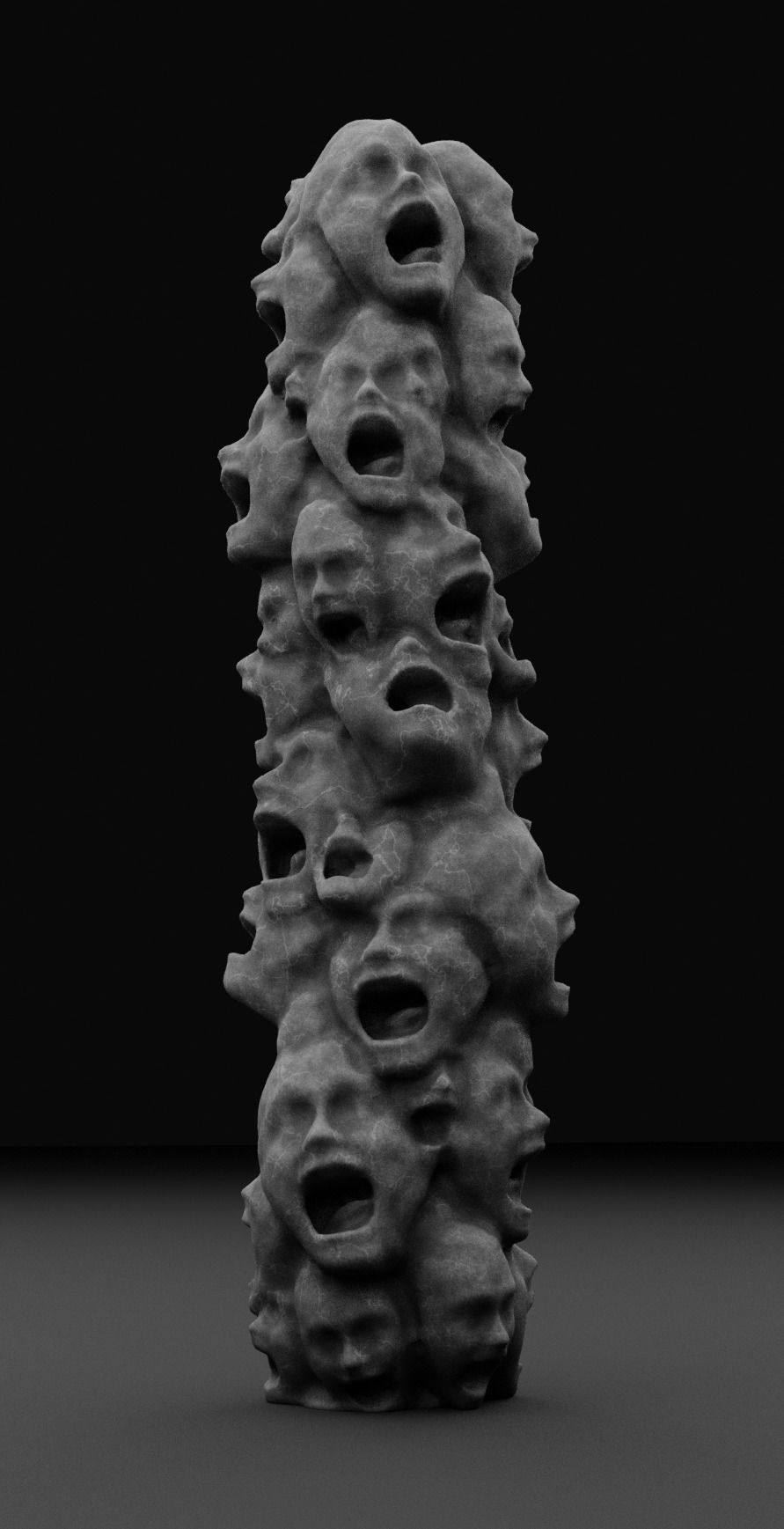 Totem Abstract Sculpture Low-poly 3D model_8