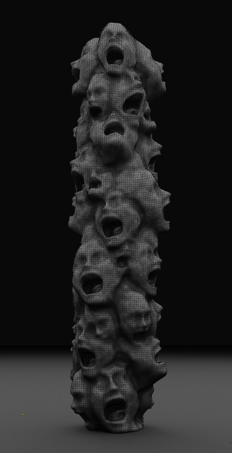 Totem Abstract Sculpture Low-poly 3D model_1