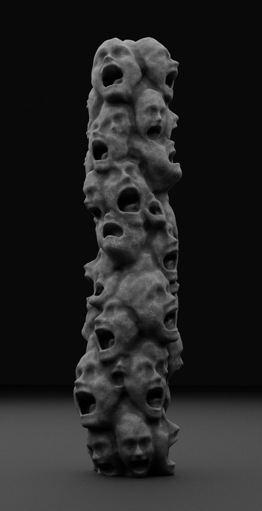 Totem Abstract Sculpture Low-poly 3D model_14