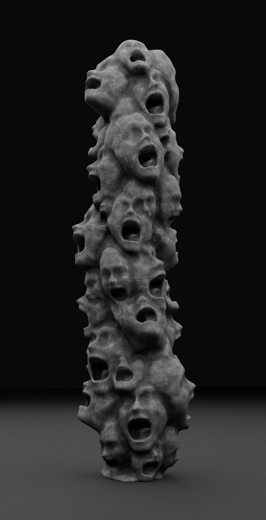 Totem Abstract Sculpture Low-poly 3D model_9