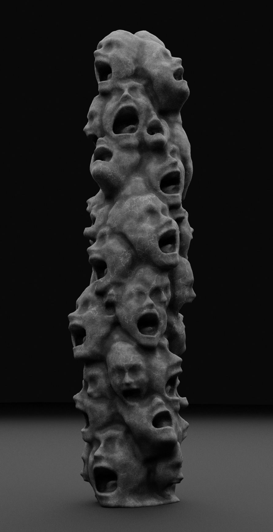 Totem Abstract Sculpture Low-poly 3D model_10