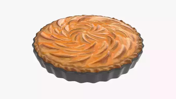 Apple Pie French with Plate 01 3D model