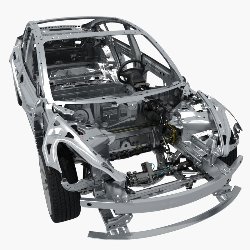 Electric Car Chassis frame 3D model_8