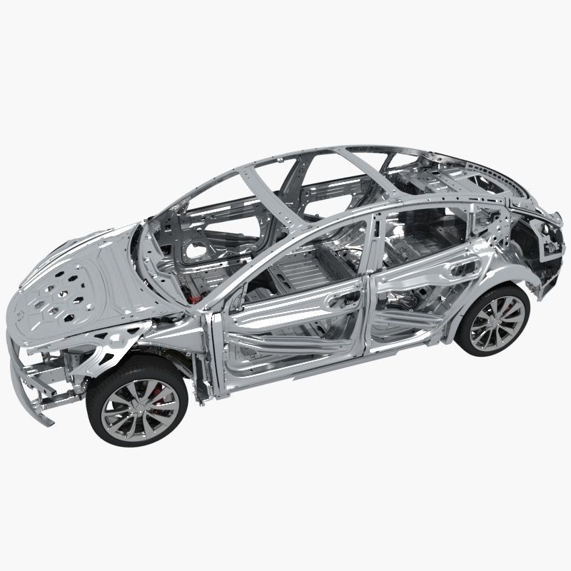 Electric Car Chassis frame 3D model_1