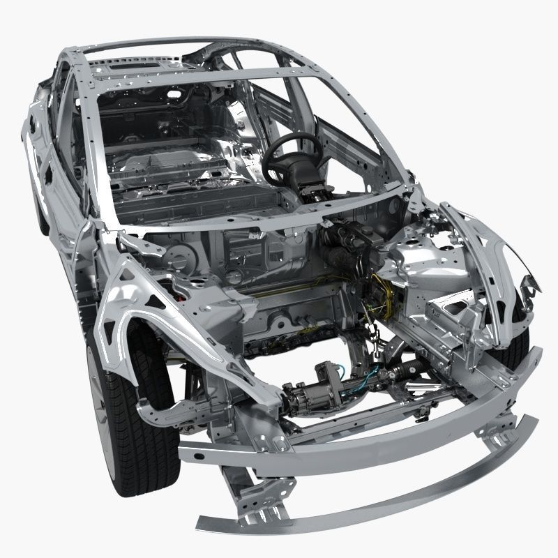 Electric Car Chassis frame 3D model_9
