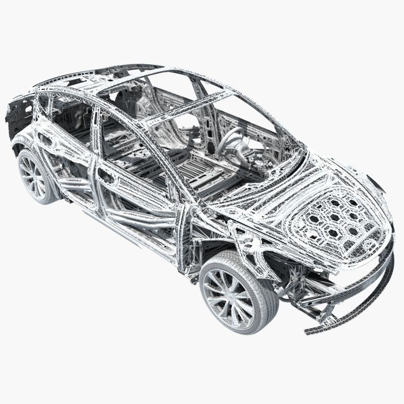 Electric Car Chassis frame 3D model_22