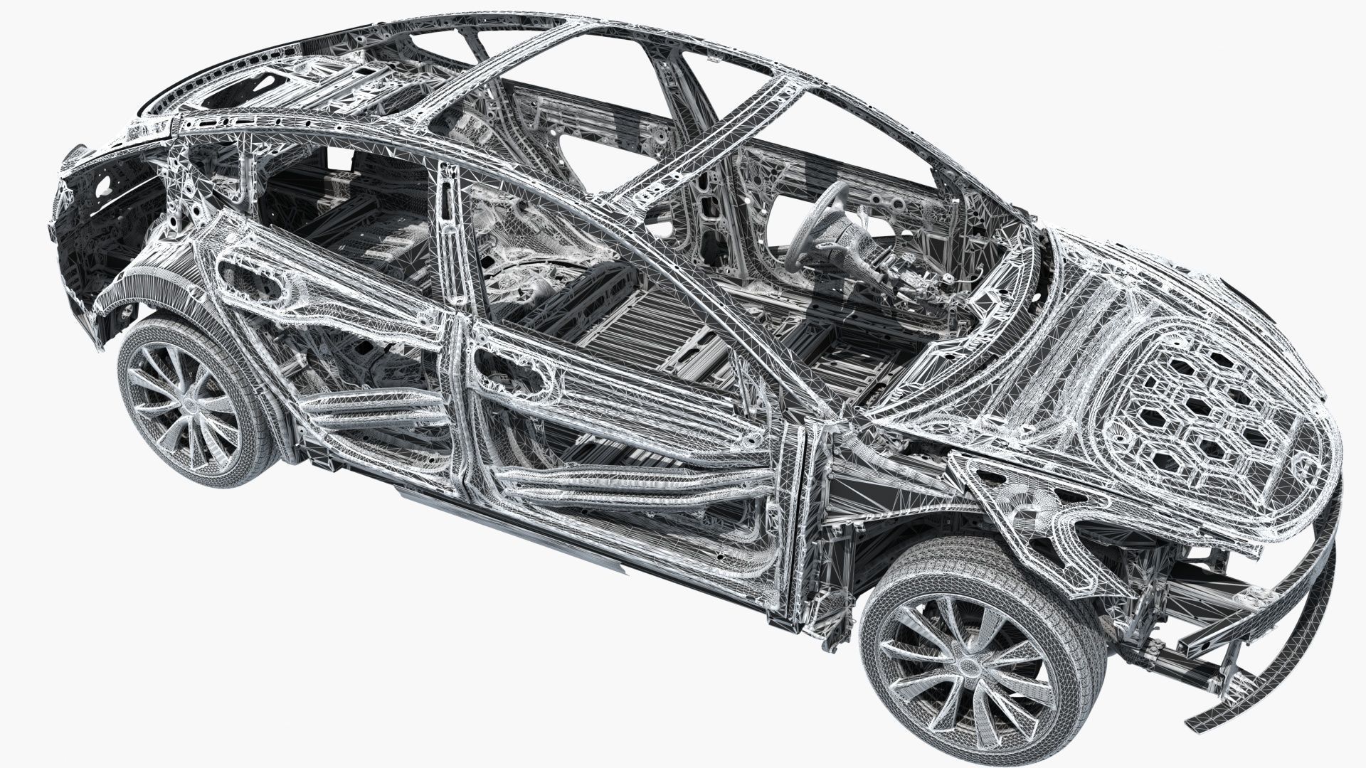 Electric Car Chassis frame 3D model_31