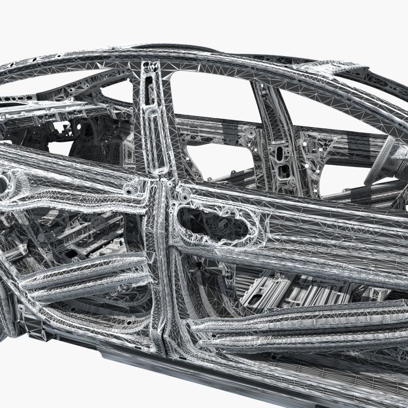 Electric Car Chassis frame 3D model_24