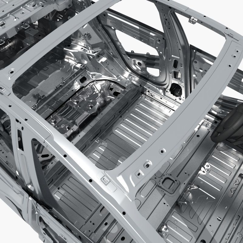 Electric Car Chassis frame 3D model_12