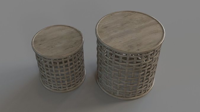 Open Weave Nesting Side Table Set Of 2 3D model 4