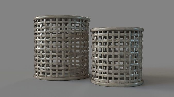 Open Weave Nesting Side Table Set Of 2 3D model 5