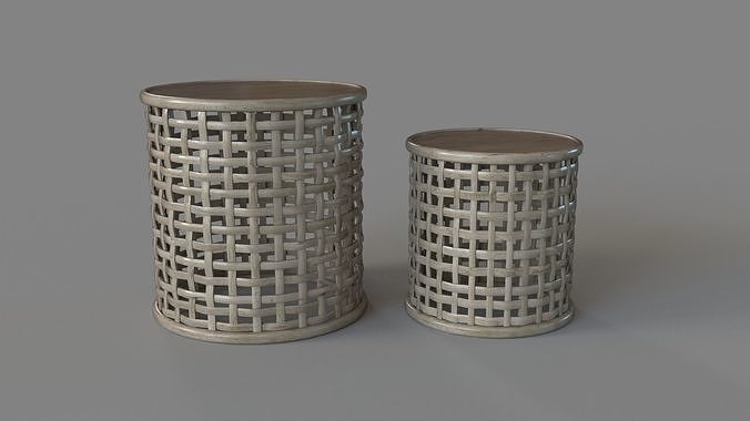 Open Weave Nesting Side Table Set Of 2 3D model 2