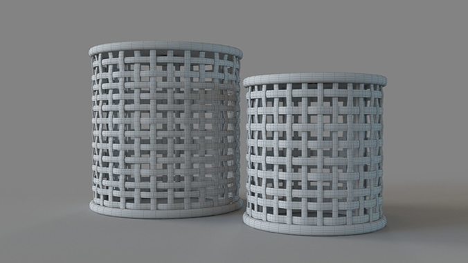 Open Weave Nesting Side Table Set Of 2 3D model 6