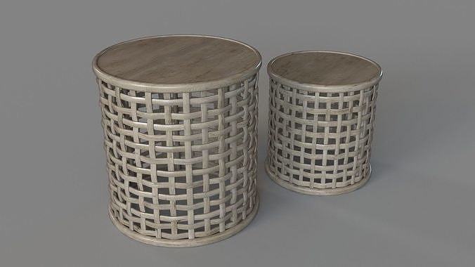 Open Weave Nesting Side Table Set Of 2 3D model 3