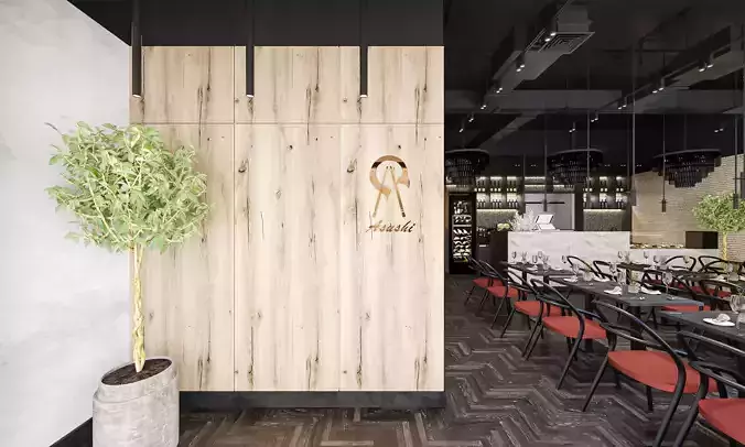 SUSHI BAR INTERIOR RENDER 