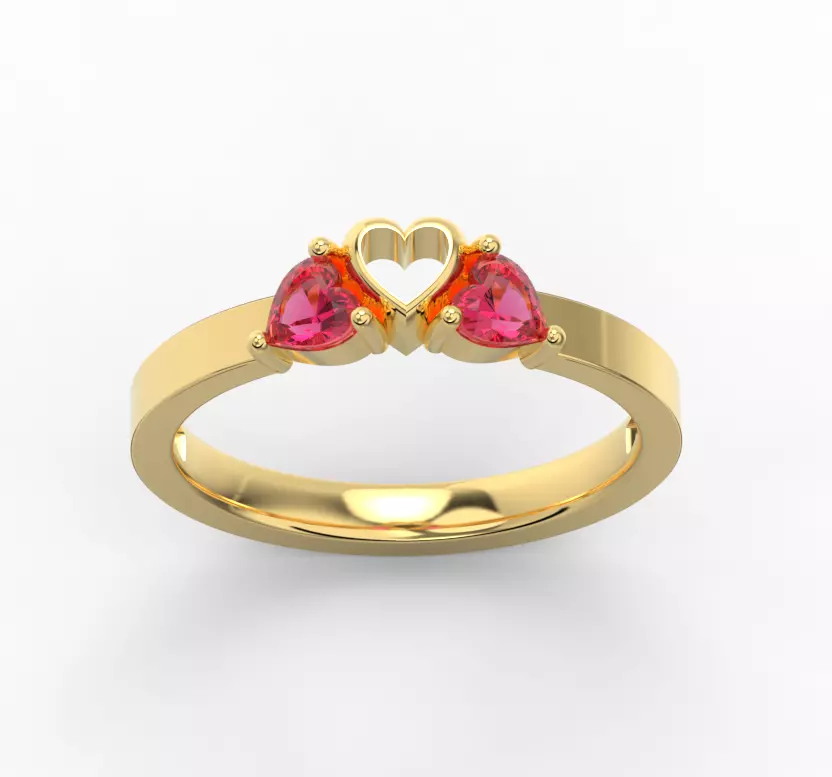 ring with three hearts 210715 R 3D print model