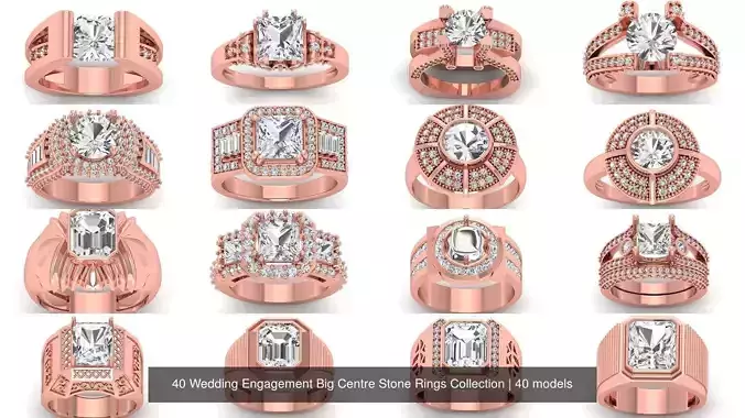 40 Wedding Engagement Big Centre Stone Rings Collection 