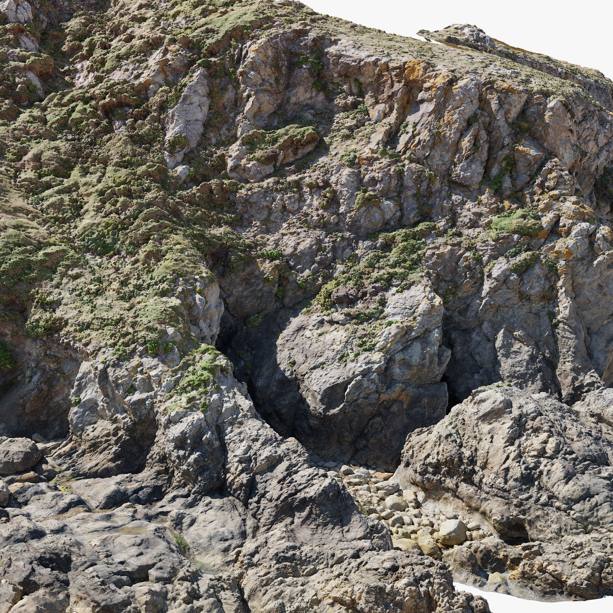 Large Coast Line Cliff PBR Scan 06 Low-poly 3D model_9