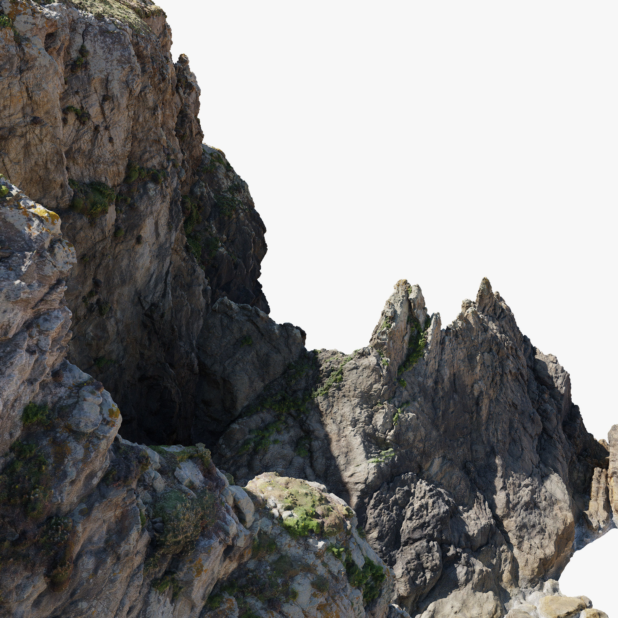 Large Coast Line Cliff PBR Scan 06 Low-poly 3D model_12
