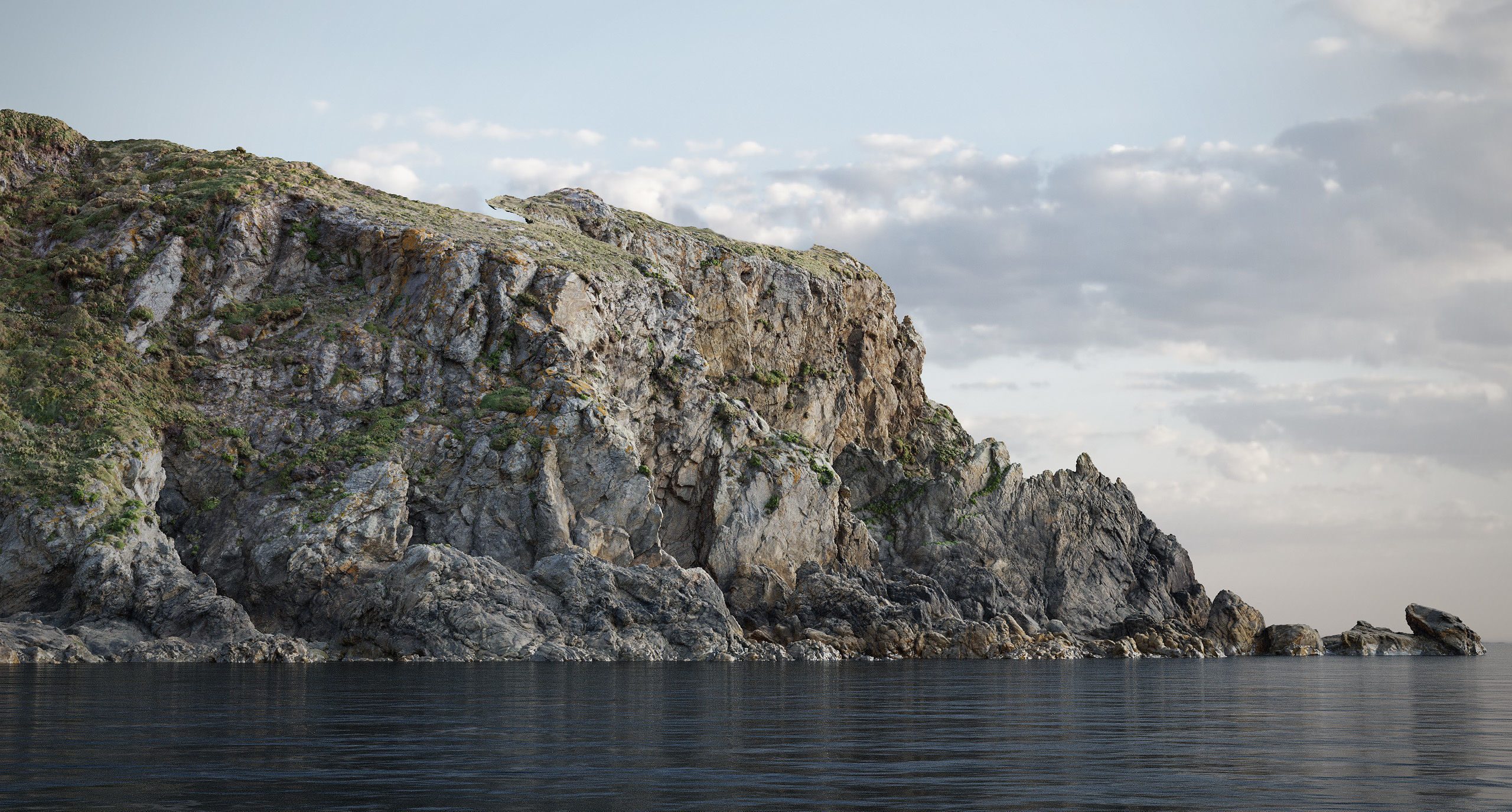 Large Coast Line Cliff PBR Scan 06 Low-poly 3D model_1