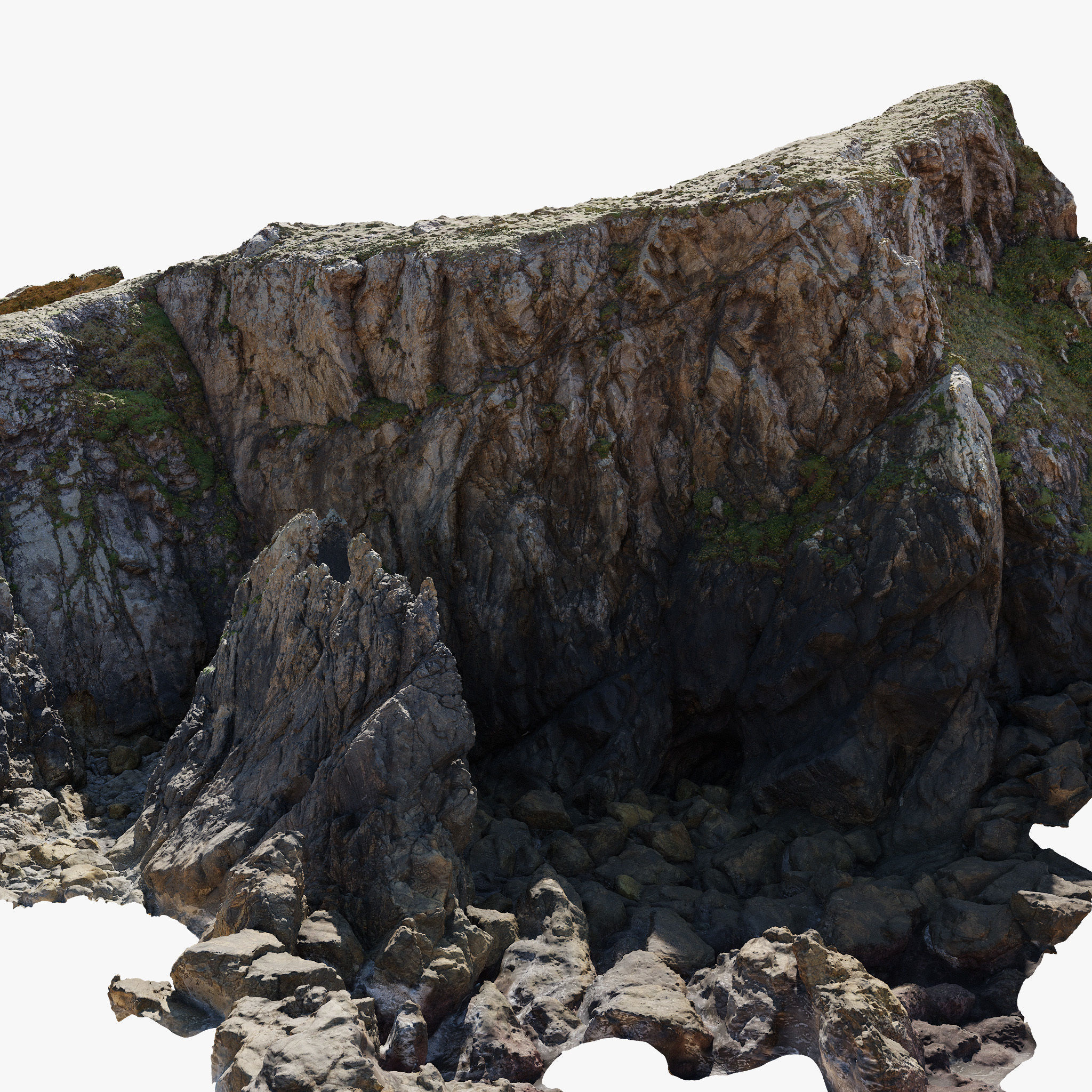 Large Coast Line Cliff PBR Scan 06 Low-poly 3D model_7