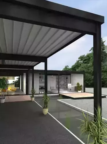 Outdoor House With Semi Open Rooms And Water In The Garden Archexteriors Vol 05 For Cinema4 D