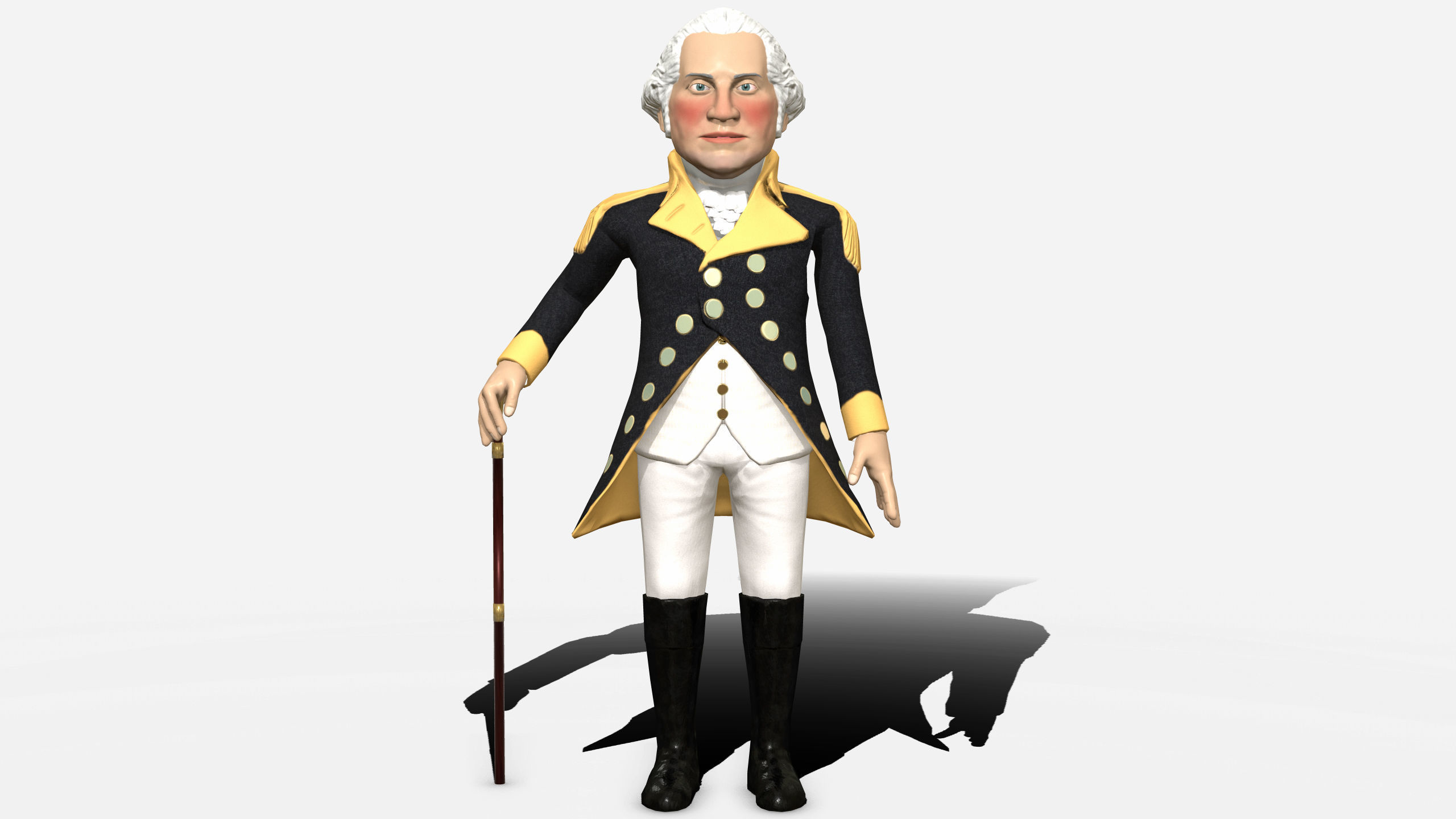 George Washington caricature rigged humanoid low poly Low-poly 3D model_13