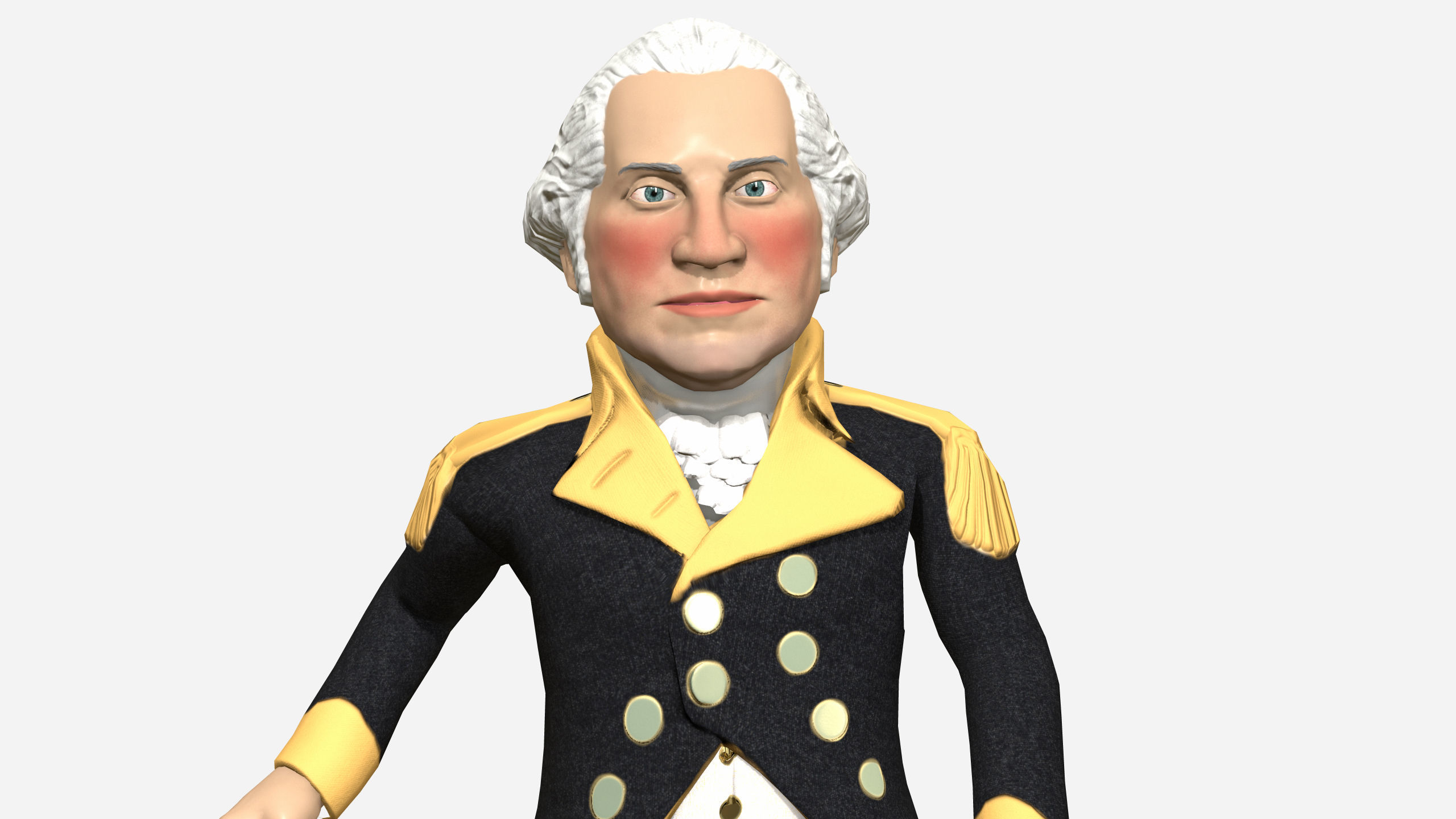 George Washington caricature rigged humanoid low poly Low-poly 3D model_6