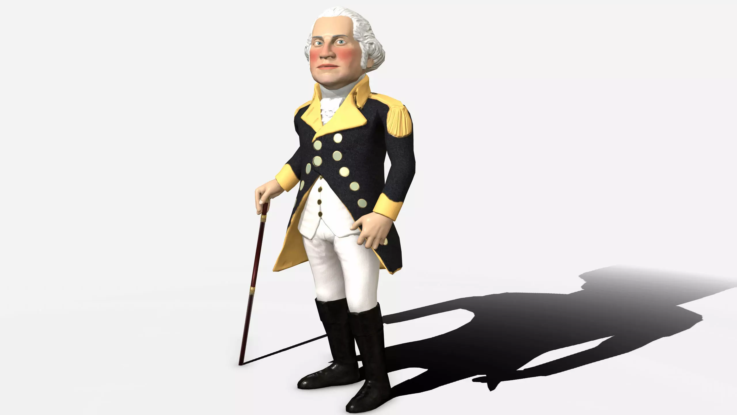 George Washington caricature rigged humanoid low poly Low-poly 3D model_0