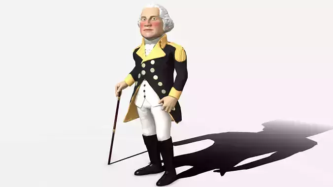 George Washington caricature rigged humanoid low poly Low-poly 3D model
